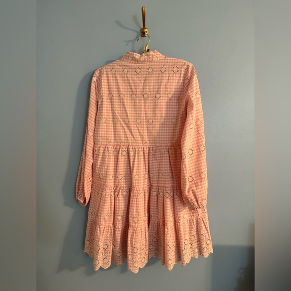 Pink gingham print “Sail to Sable” long sleeve knee length dress size S - Picture 5 of 5